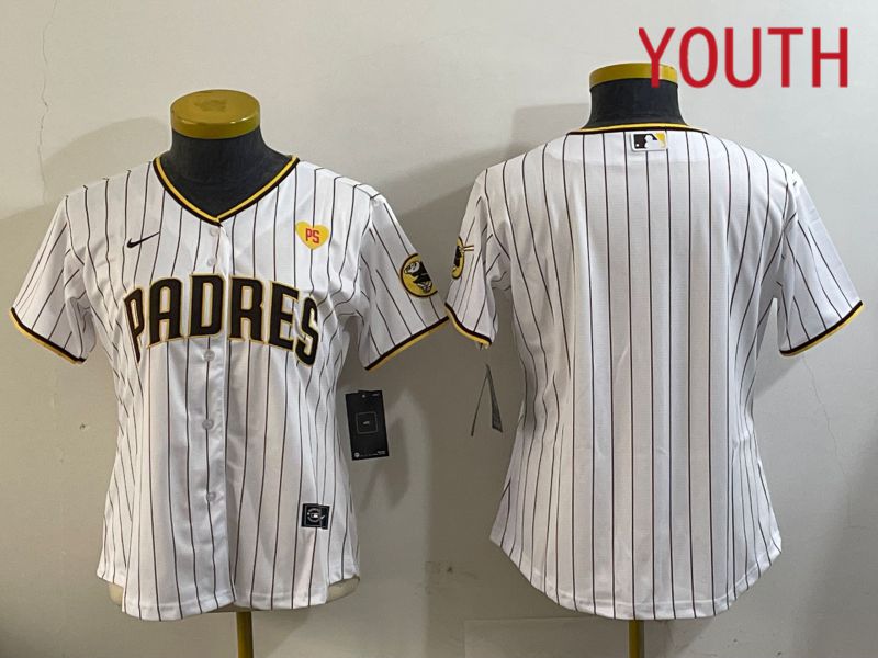 Youth San Diego Padres Blank White Stripe Game 2024 Nike MLB Jersey style 11202
